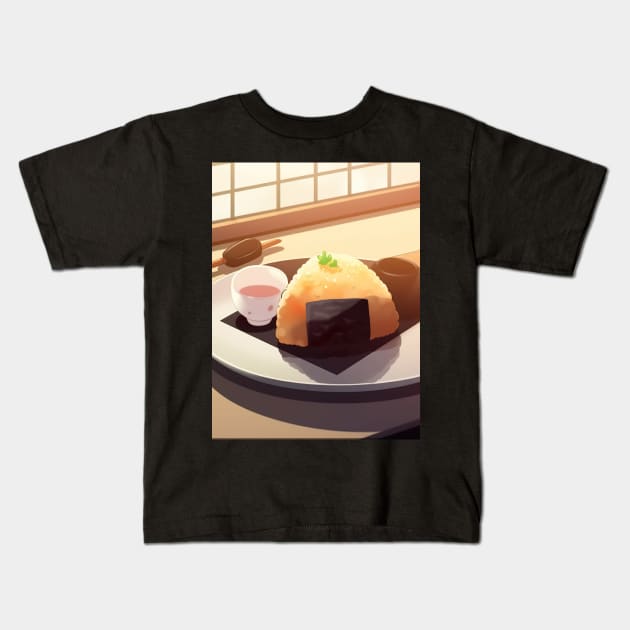 Delicous Japanese Food Onigiri - Anime Wallpaper Kids T-Shirt by KAIGAME Art